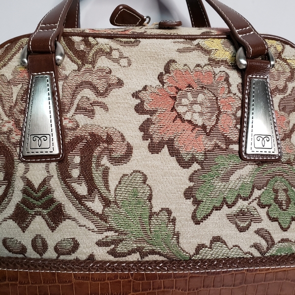 *SOLD* Marlo Floral Tapestry Croc Embossed Handbag - Picture 8 of 8